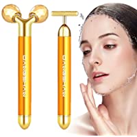 Los mejores  - 2-EN-1 Beauty Bar 24k Golden Pulse Facial Masajeador facial- Eléctrico Masajeador Para la piel Sensible- Lifting facial…